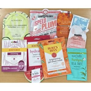 Lot Of 10 Assorted Beauty Masks - Sealed & New! Burts Bees, Sephora, Freeman...